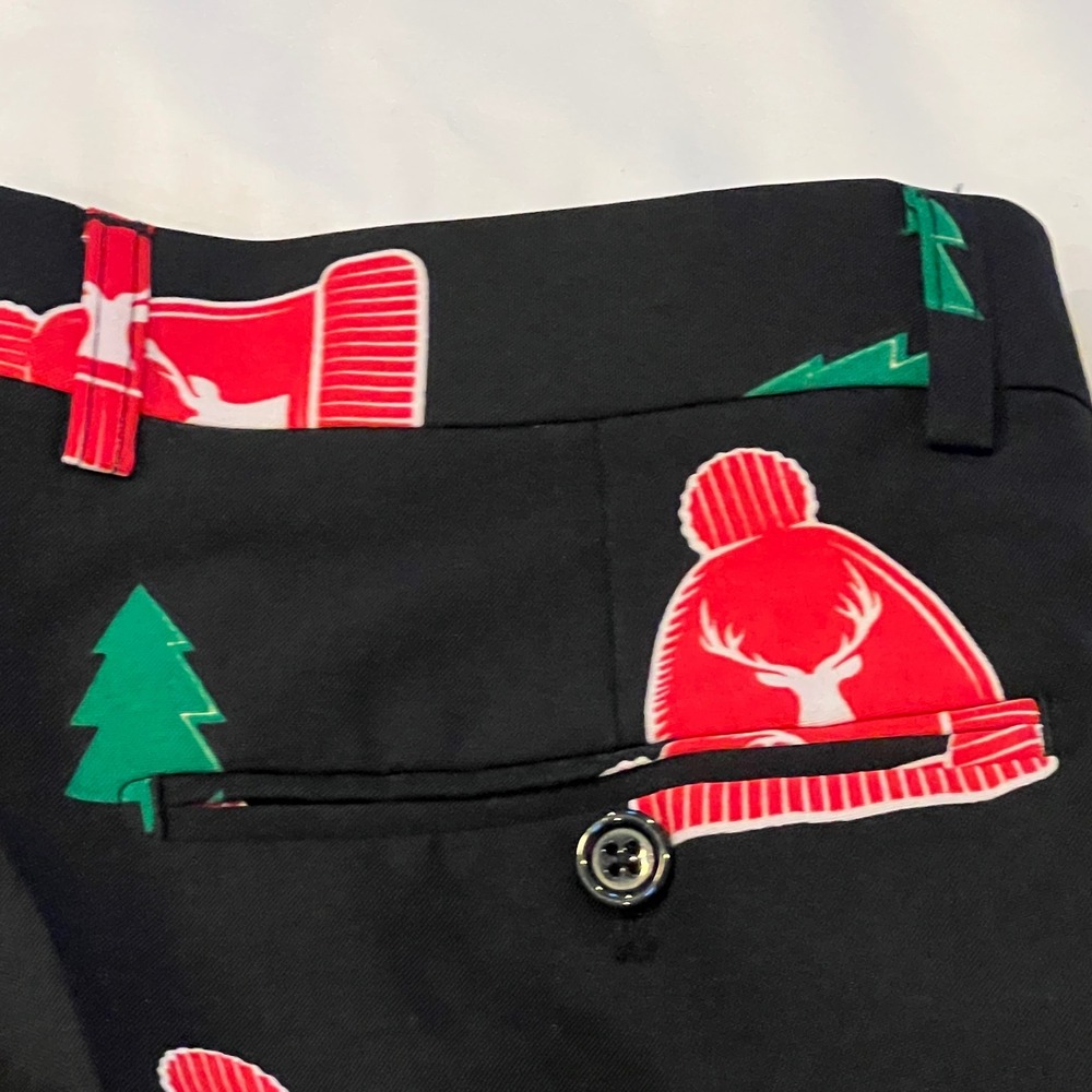 New Braveman Mens 38S Classic Fit Christmas Plaid 3 Piece Suit Pants Tie 32x32 - Picture 15 of 15